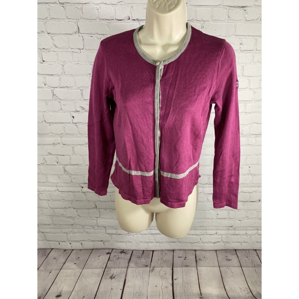 VTG Fairway & Greene Purple Grey Button Up Tight Knit Golf Sweater Women’s XS